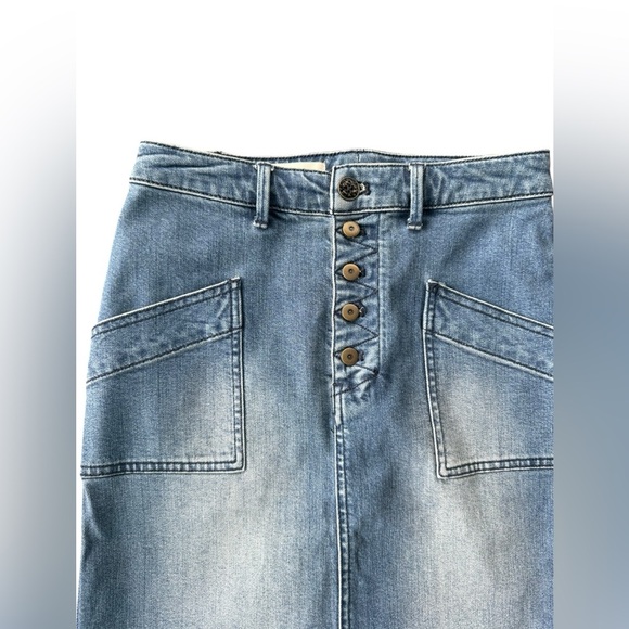 Anthropologie Pilcro Women’s Denim Light Wash Pencil Skirt Buttons Size 0 Preppy - Picture 2 of 6